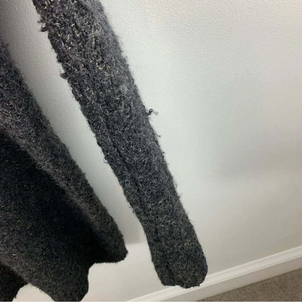 Free People Boucle Cardi Sweater in Black Size Medium Alpaca Blend